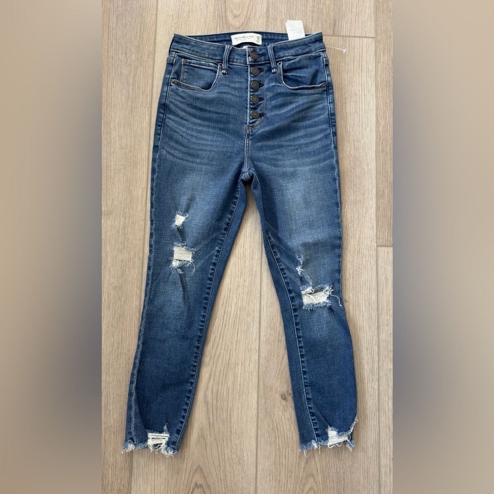 Abercrombie & Fitch Dark Blue Distressed Skinny Jeans